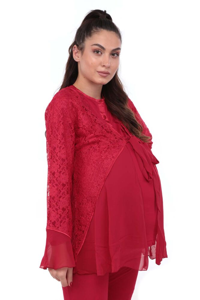 Mecit Güpürlü Hamile Pijama Takımı 1403 | Kırmızı