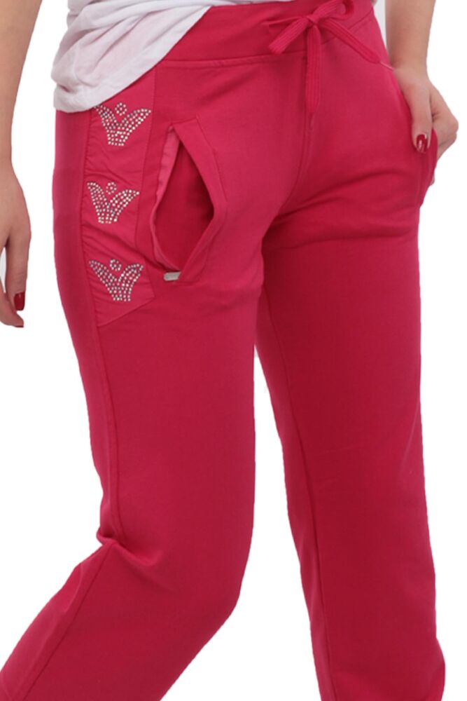 Boru Paçalı Yanları Desenli Eşofman Altı | Pembe
