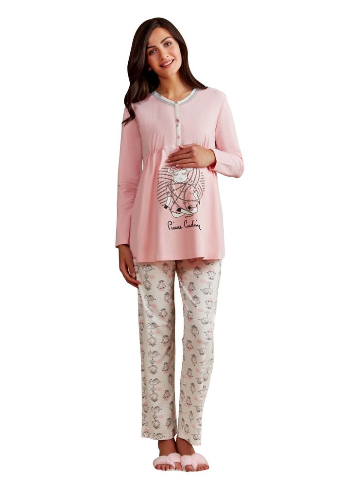 Pierre Cardin Kuzu Desenli Hamile Pijama Takımı PC7247 | Pembe