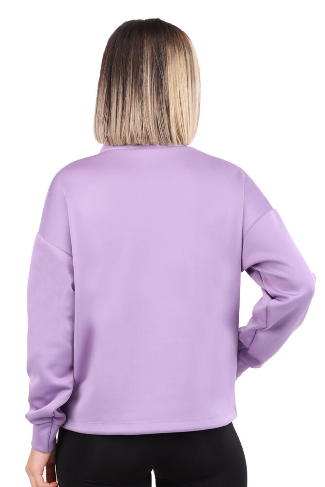 Yarı Fermuarlı Scuba Kumaş Cepli Sweat 3456 | Mor