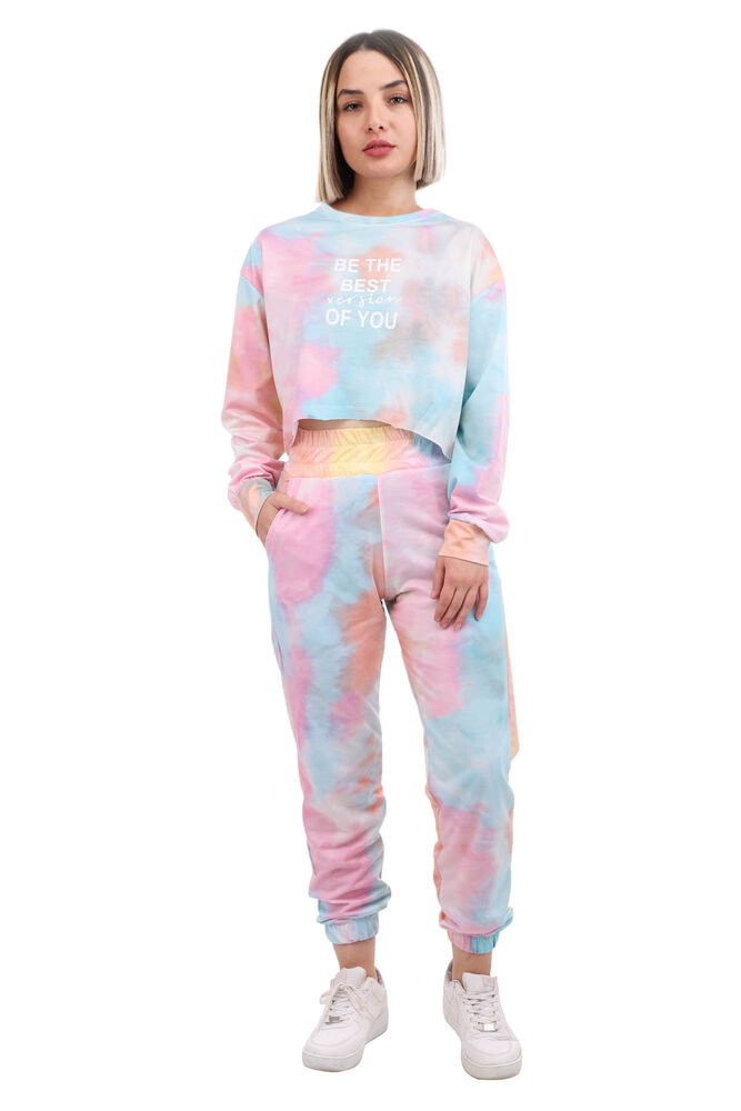 Batik Desenli Crop Eşofman Takımı 3843 | Turuncu
