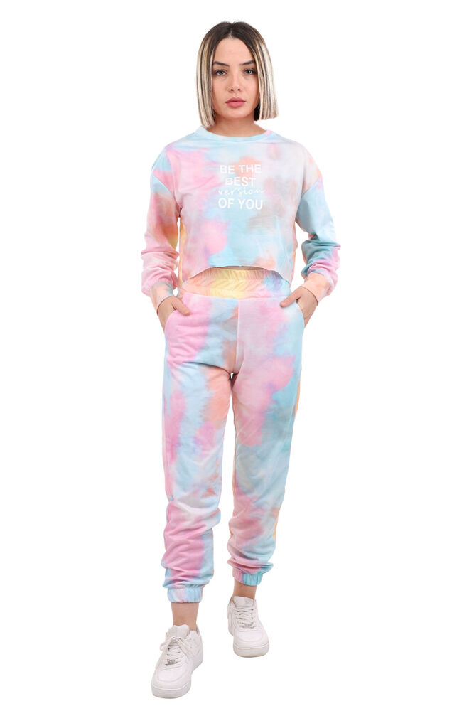 Batik Desenli Crop Eşofman Takımı 3843 | Turuncu