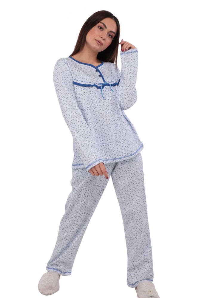 Simisso Boru Paçalı Desenli Pijama Takımı 804 | Mavi