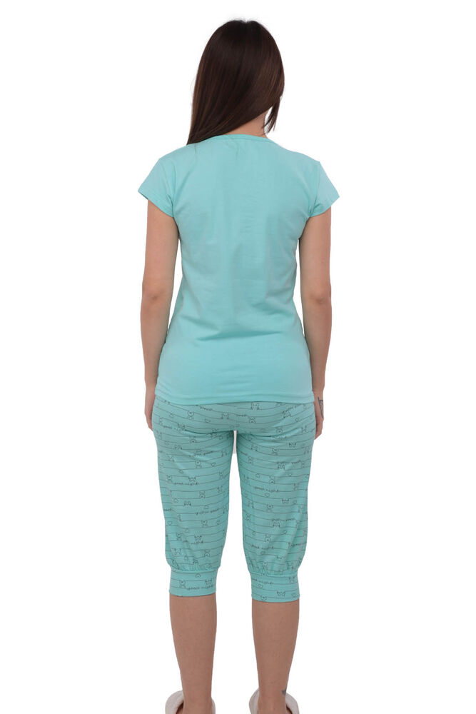 Sude Kısa Kollu Kapri Ribanalı Desenli Pijama Takımı 2793 | Yeşil
