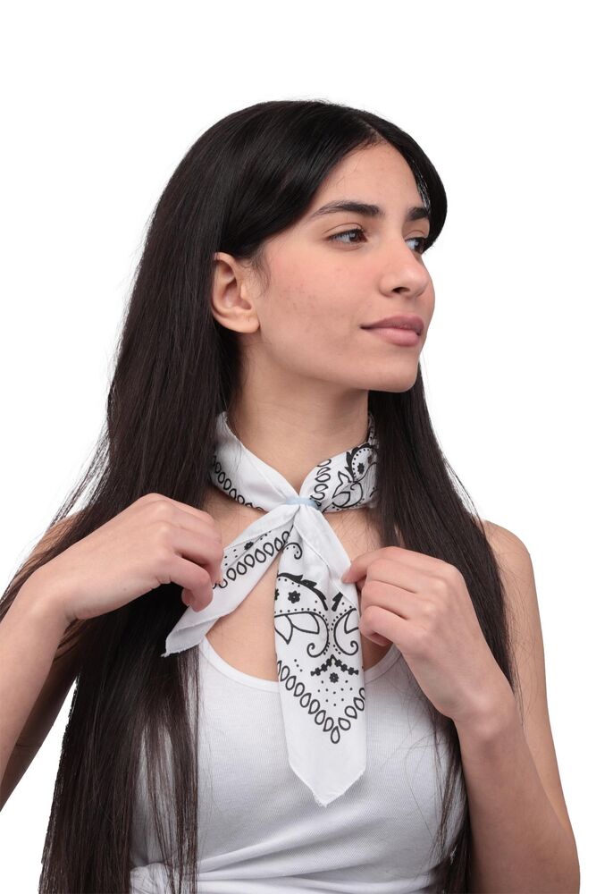 Desenli Bandana | Beyaz