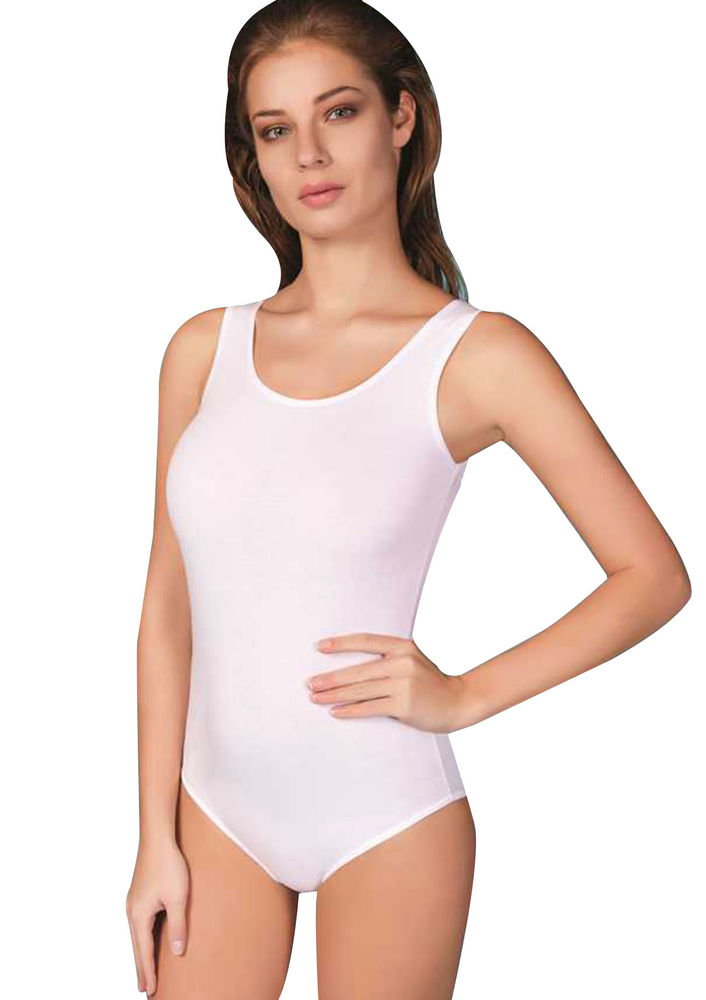 Berrak Kalın Askılı Çıtçıtlı Body 2083 | Beyaz