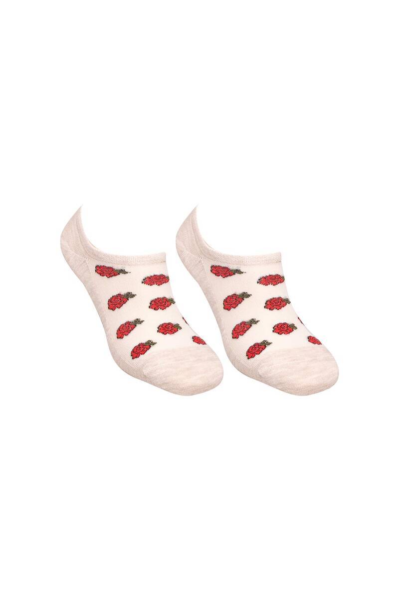 Kadın Bambu Sneakers Desenli Çorap 27619 | Vizon