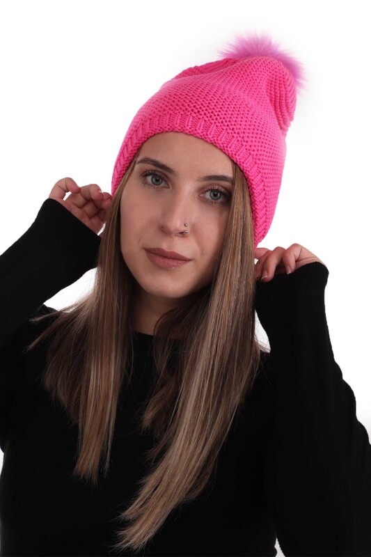 Ponponlu Kadın Bere | Pembe - Thumbnail