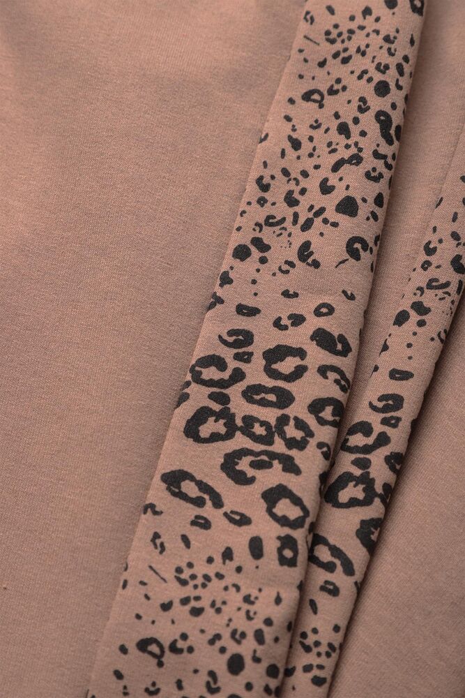Leopar Detaylı Kadın Eşofman Altı 1556 | Vizon