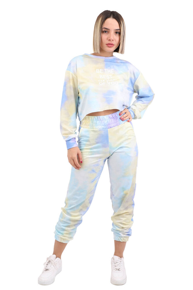 Batik Desenli Crop Eşofman Takımı 3843 | Lila
