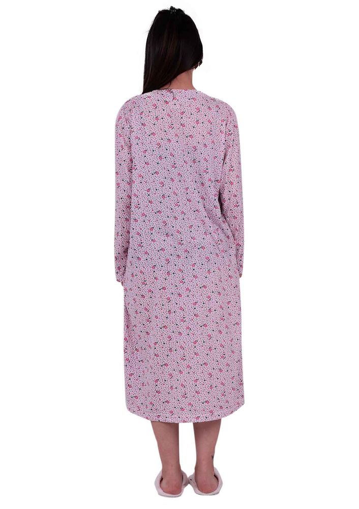 Uzun Kollu Güpürlü Gecelik 3006 | Pembe