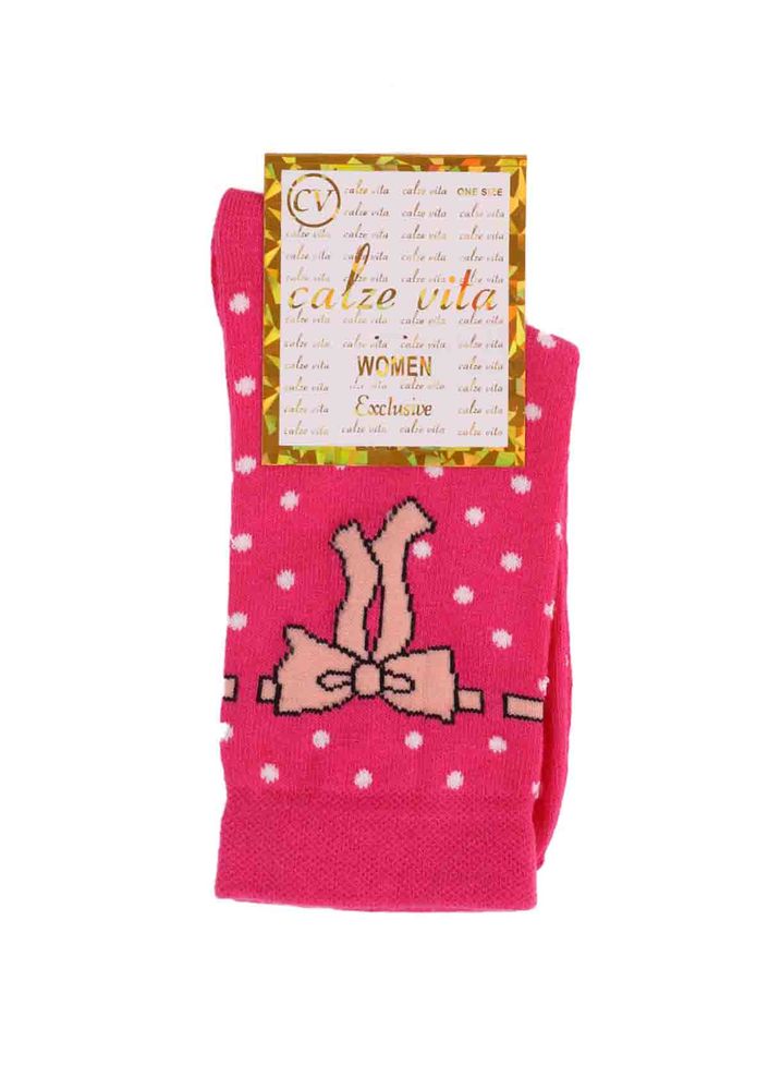 Calze Vita Puantiyeli Kurdele Desenli Çorap 345 | Pembe