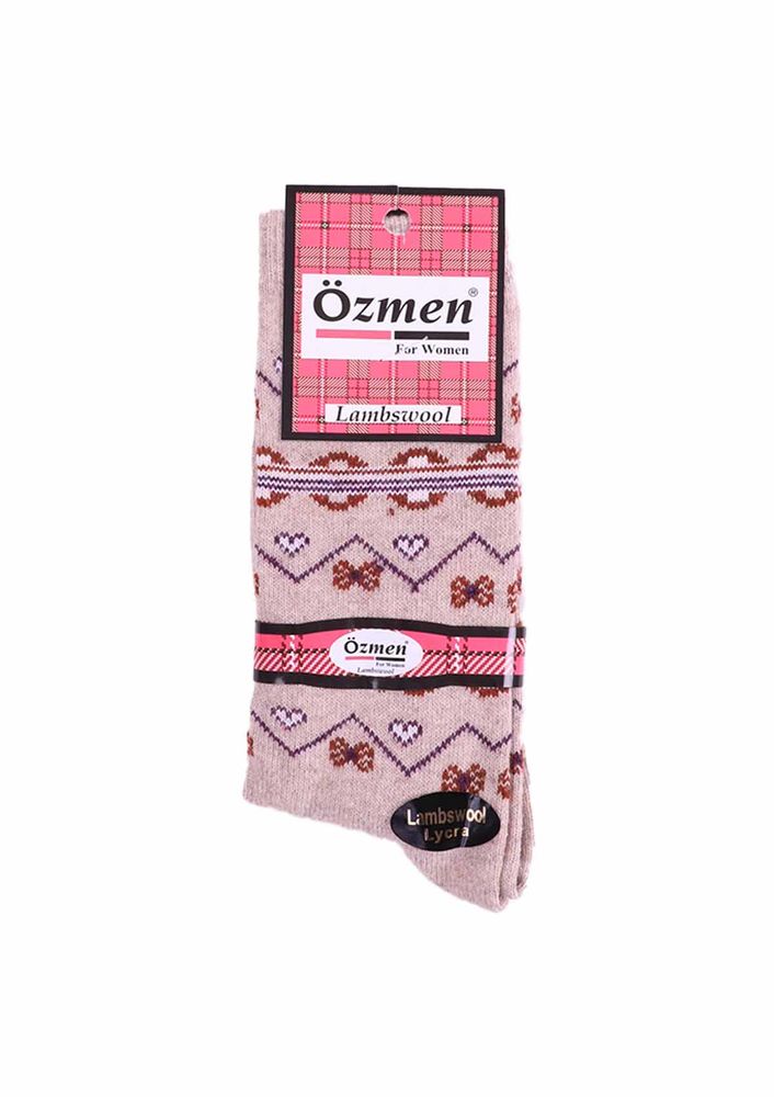 Desenli Yün Çorap 3010 | Vizon