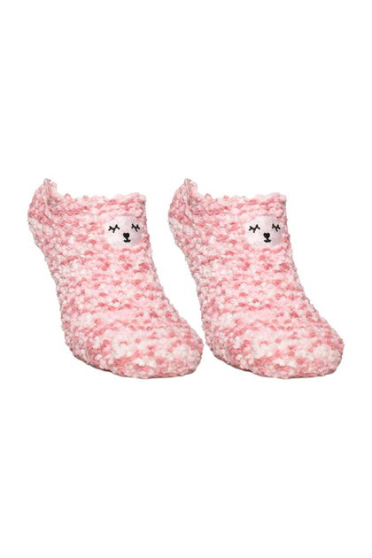 Sahab Kadın Ayıcık Desenli Peluş Patik 48950 | Pembe