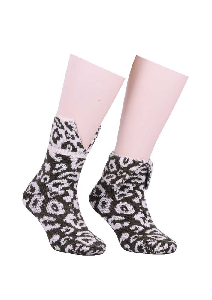 Leopar Desenli Yün Çorap 529 | Yeşil
