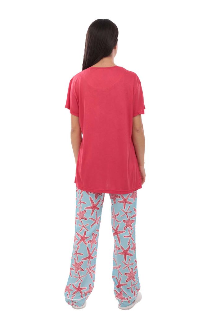 Aydoğan Baskılı Poplin Kısa Kollu Kadın Pijama Takımı 9014 | Kırmızı