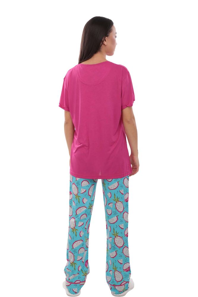 Aydoğan Baskılı Poplin Kısa Kollu Kadın Pijama Takımı 9007 | Fuşya