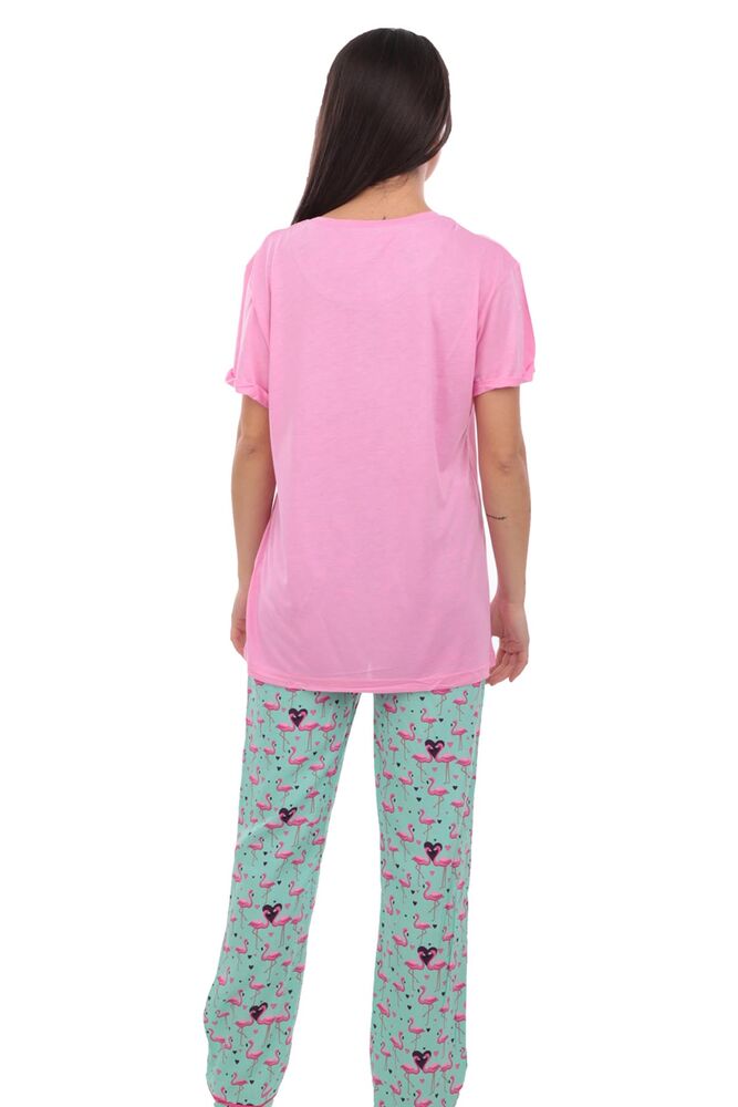 Aydoğan Flamingo Baskılı Poplin Kadın Pijama Takımı 9003 | Pembe