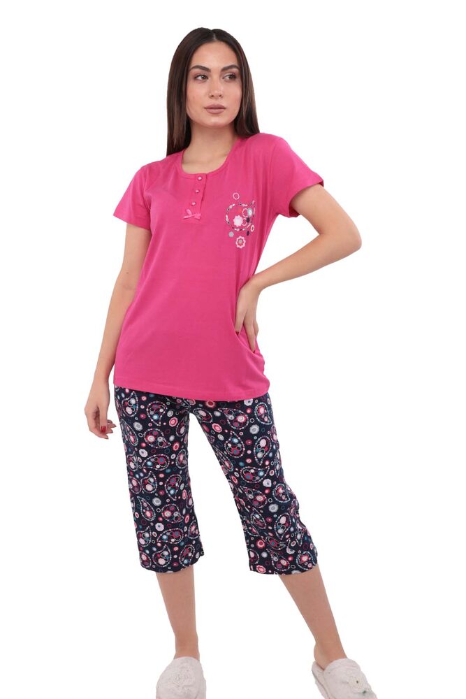 Boyraz Kaprili Kısa Kollu Desenli Pijama Takımı 8202 | Pembe