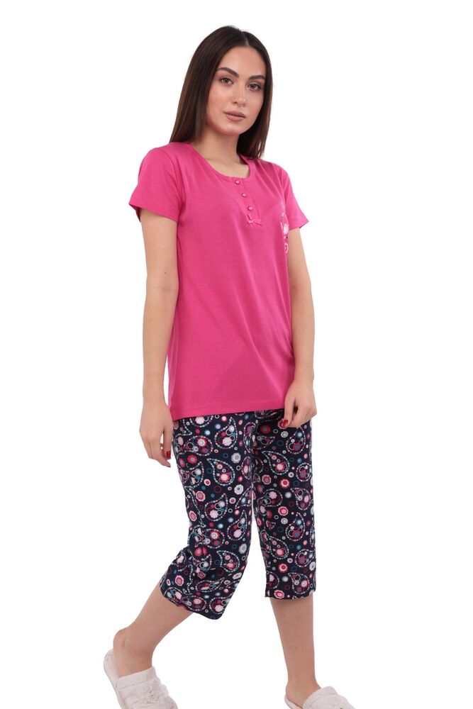 Boyraz Kaprili Kısa Kollu Desenli Pijama Takımı 8202 | Pembe