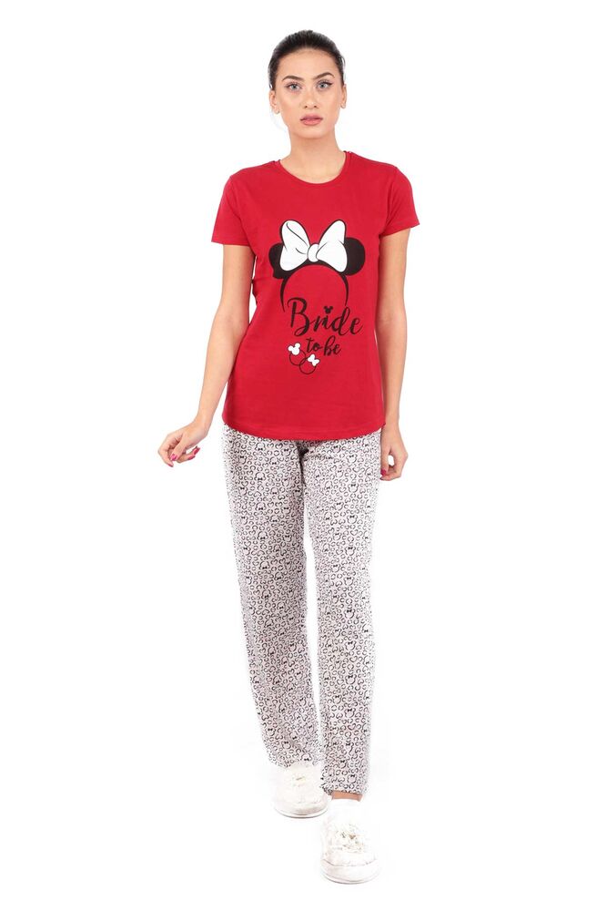 Calimera Baskılı Kısa Kollu Pijama Takımı | Kırmızı