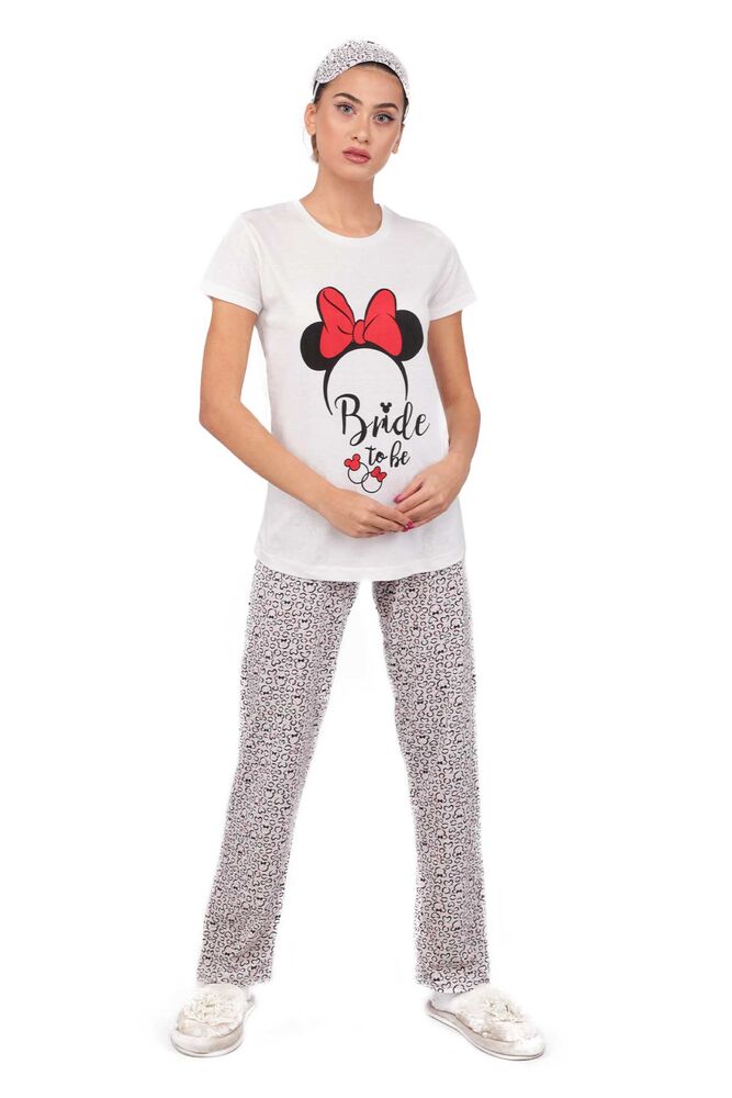 Calimera Baskılı Kısa Kollu Pijama Takımı | Beyaz