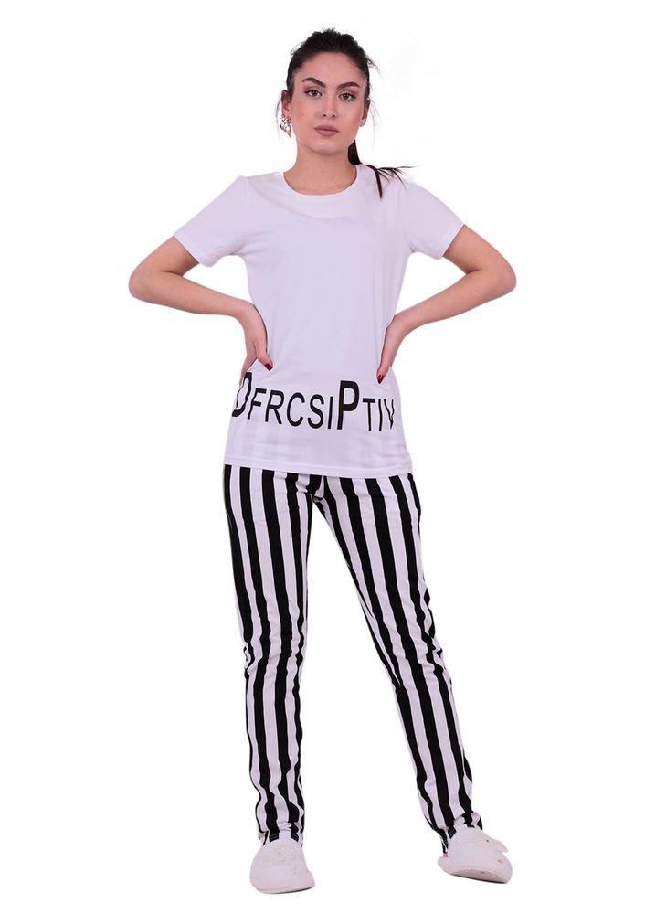 Jiber Kadın Kısa Kollu Pijama Takımı 3617 | Beyaz