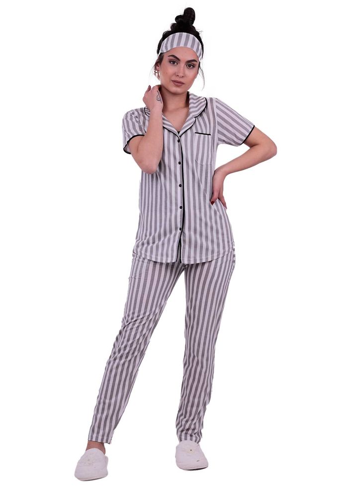 Snc Çizgili Gömlek Pijama Takımı 8002 | Gri