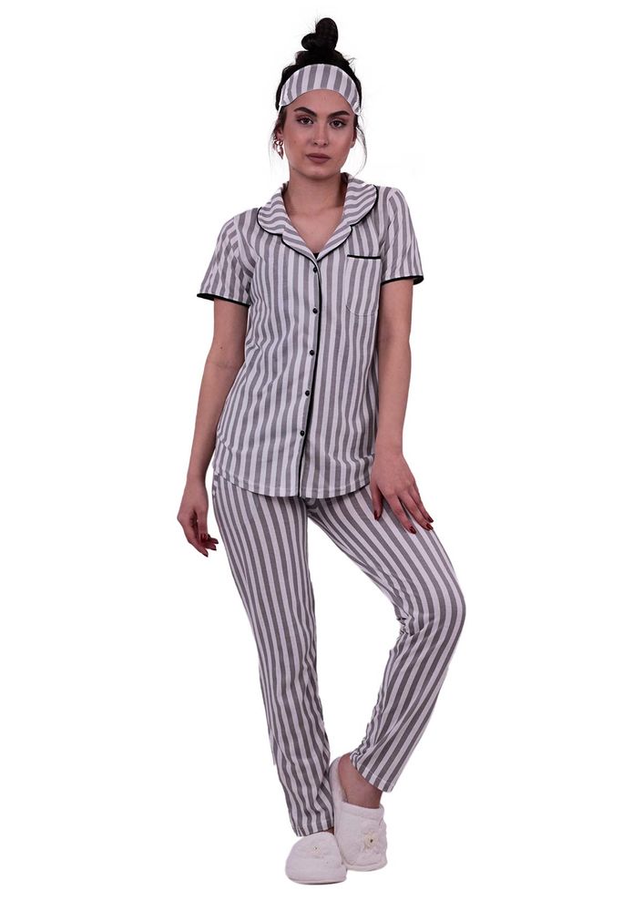 Snc Çizgili Gömlek Pijama Takımı 8002 | Gri