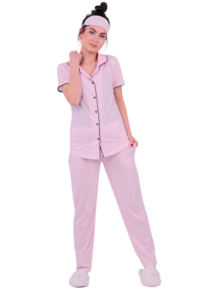 Snc Çizgili Gömlek Pijama Takımı 8002 | Pembe