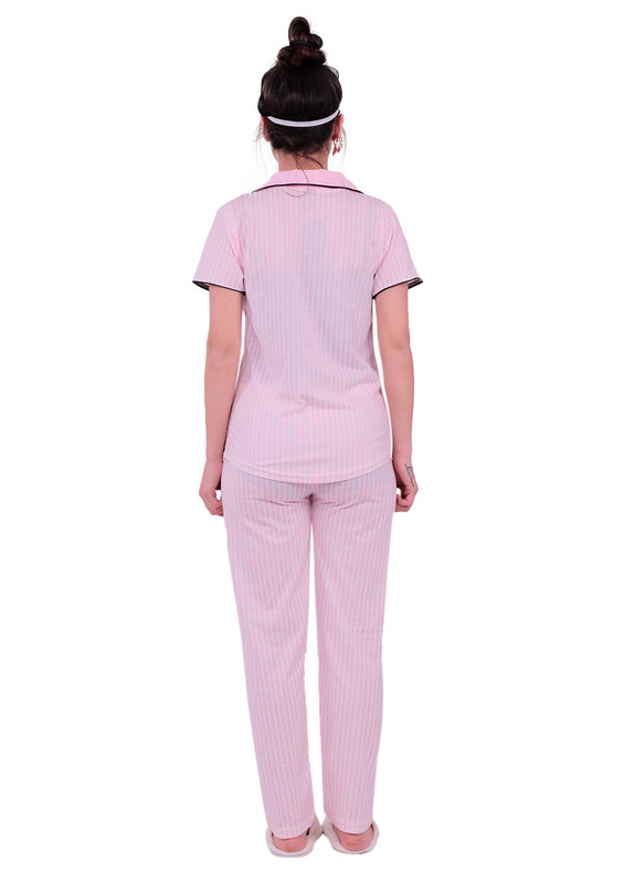 Snc Çizgili Gömlek Pijama Takımı 8002 | Pembe - Thumbnail