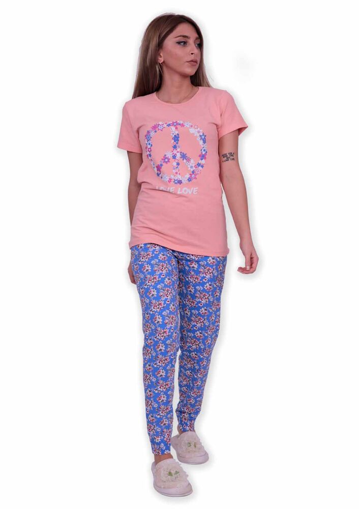 Sude Peace Baskılı Kısa Kollu Pijama Takımı | Yavru Ağzı