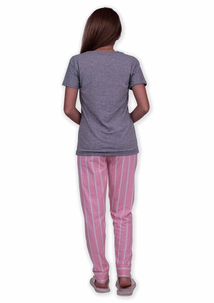 Sude Baskılı Kısa Kollu Pijama Takımı | Gri