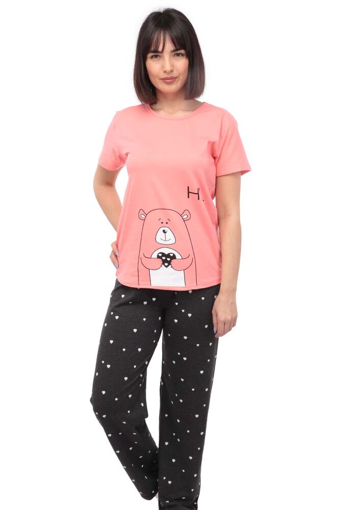 Sude Ayıcık Baskılı Kısa Kollu Pijama Takımı 2919 | Yavru Ağzı