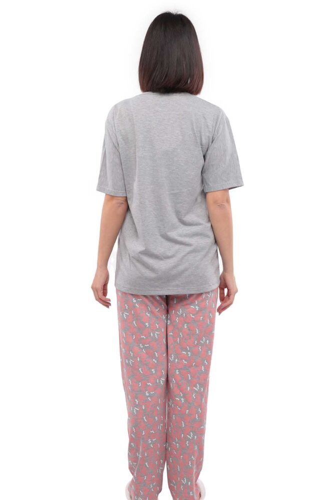 Sude Tavşan Baskılı Kısa Kollu Kadın Pijama Takımı 1006 | Gri