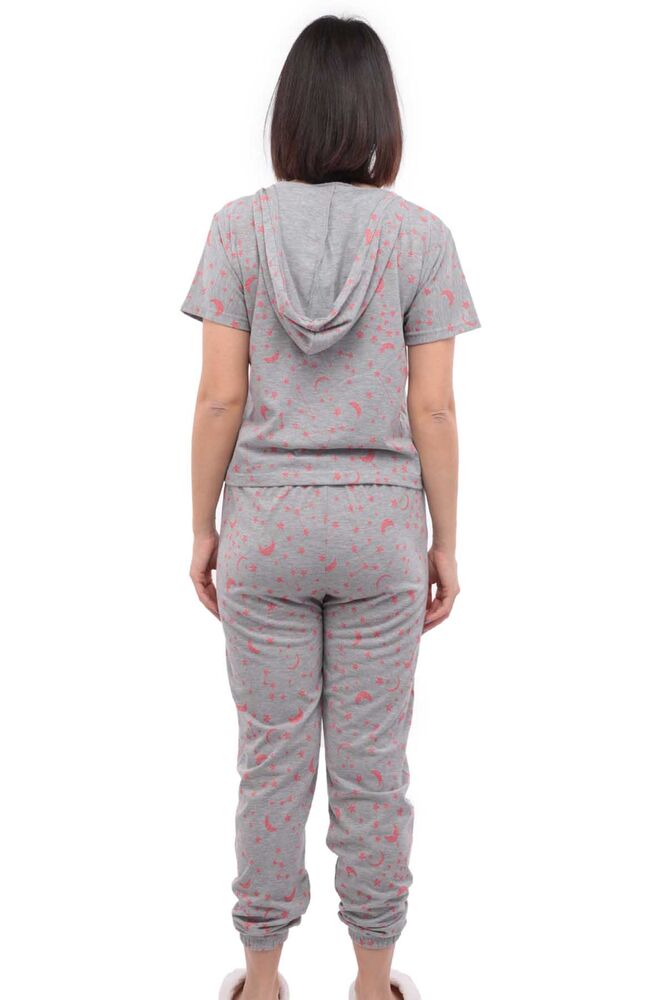 Sude Kısa Kollu Kapüşonlu Pijama Takımı 2011 | Gri