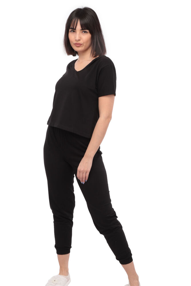 Sude Kısa Kollu Kapüşonlu Pijama Takımı 2015 | Siyah