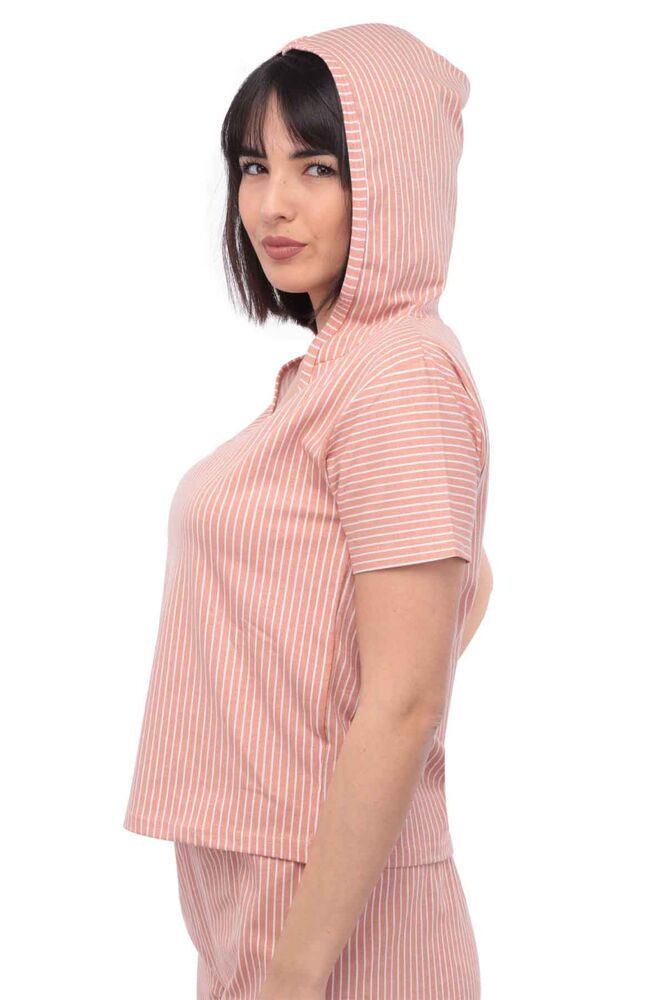 Sude Kısa Kollu Kapüşonlu Pijama Takımı 2017 | Bej