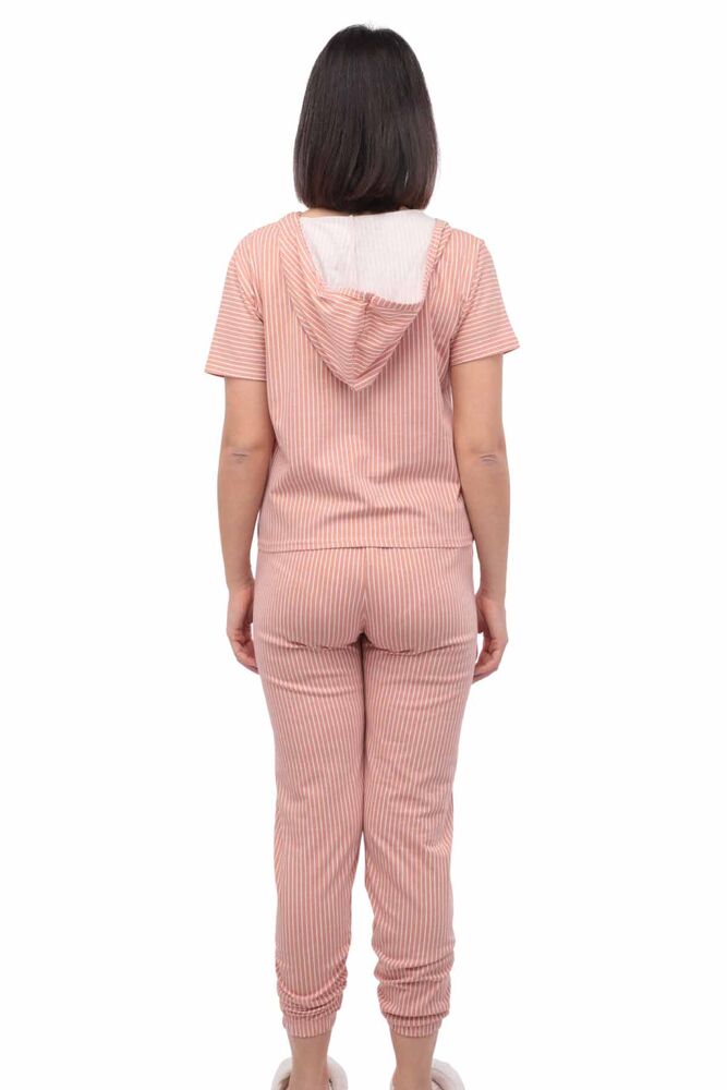 Sude Kısa Kollu Kapüşonlu Pijama Takımı 2017 | Bej