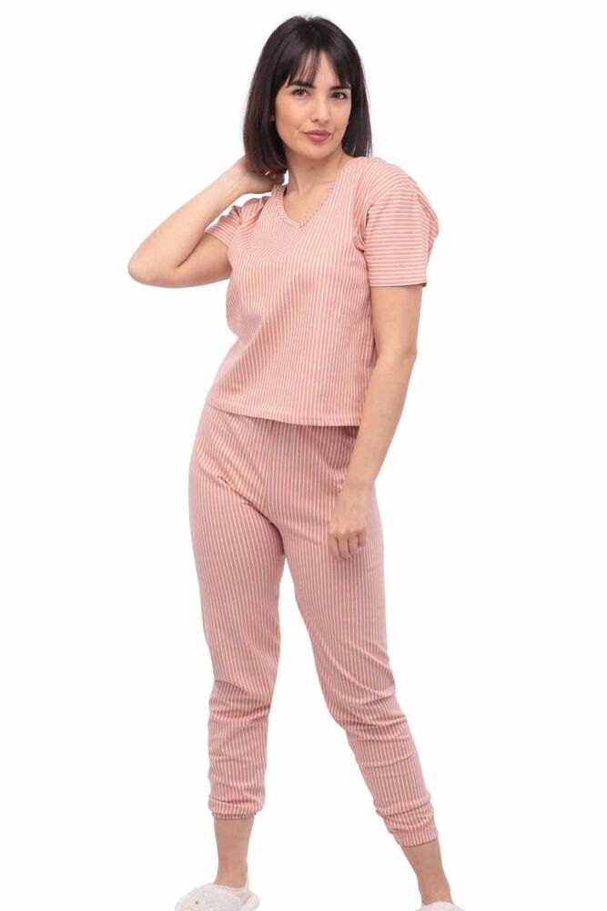 Sude Kısa Kollu Kapüşonlu Pijama Takımı 2017 | Bej