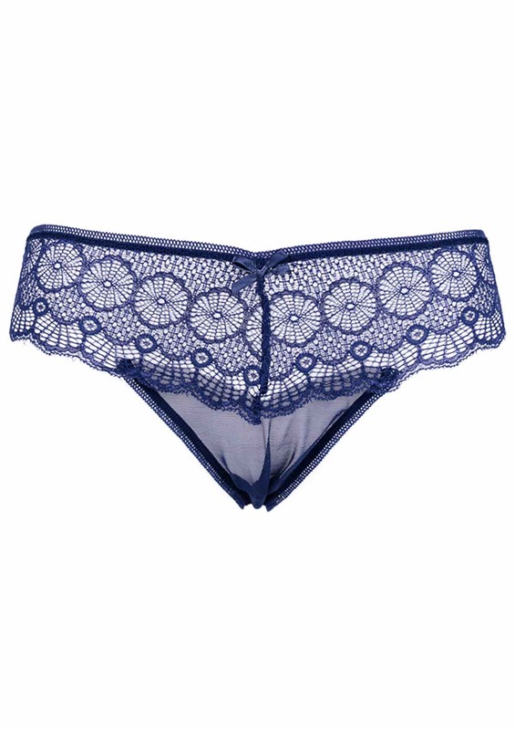 PAPATYA - Dantelli Tül Tanga 4078 | Lacivert