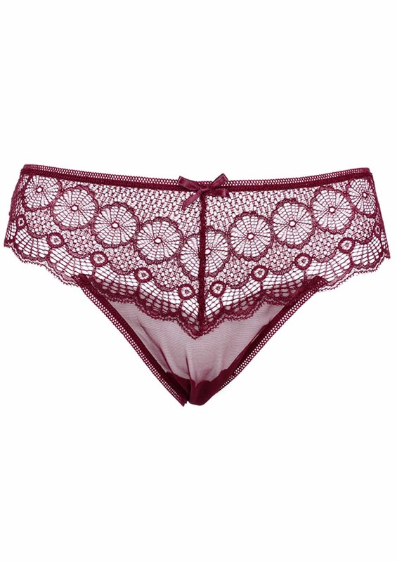 PAPATYA - Dantelli Tül Tanga 4078 | Bordo