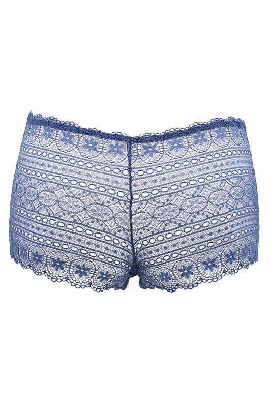 Papatya Dantelli Tül Boxer | Mavi - Thumbnail
