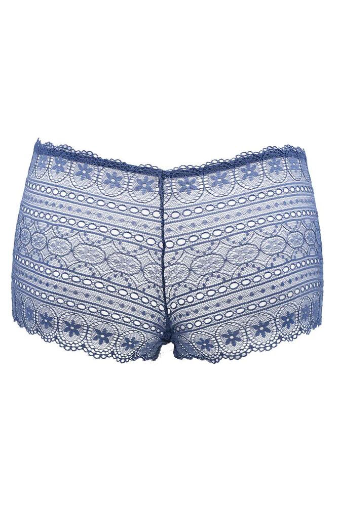Papatya Dantelli Tül Boxer | Mavi