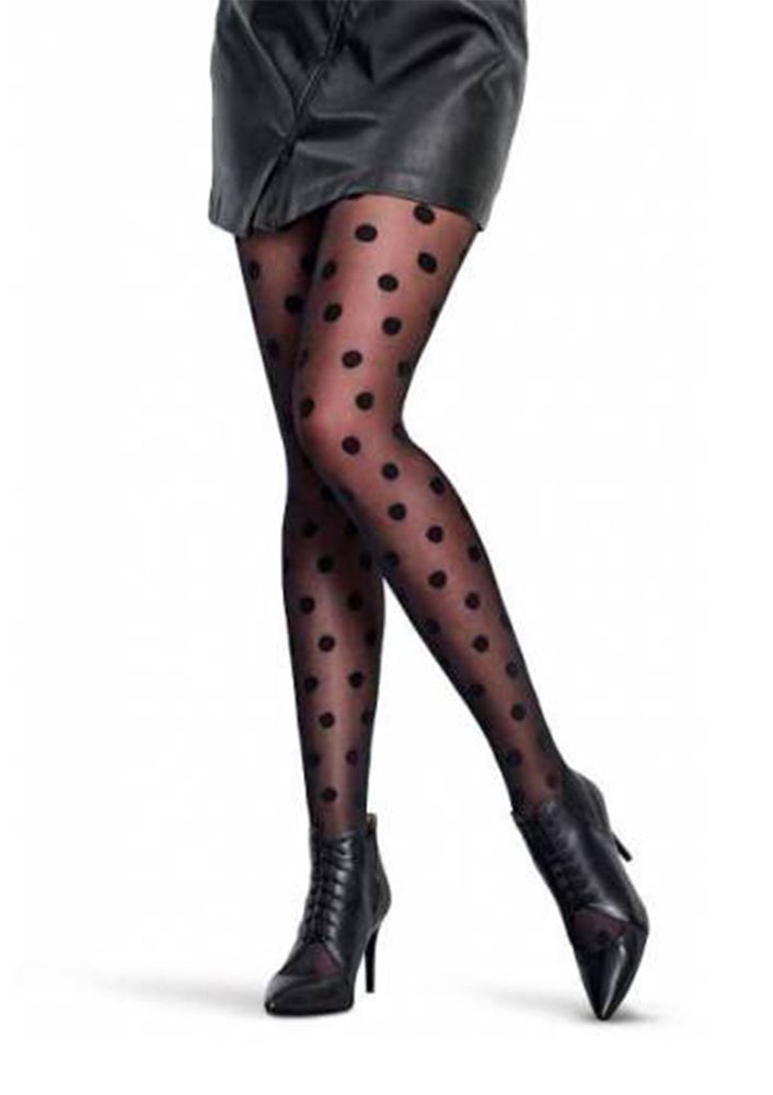 Penti Trendy Big Dots Puantiyeli Külotlu Çorap | Siyah
