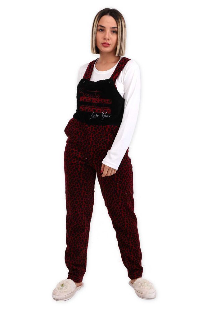 Arcan Leopar Desenli Polar Salopet Tulum 1805-12 | Bordo
