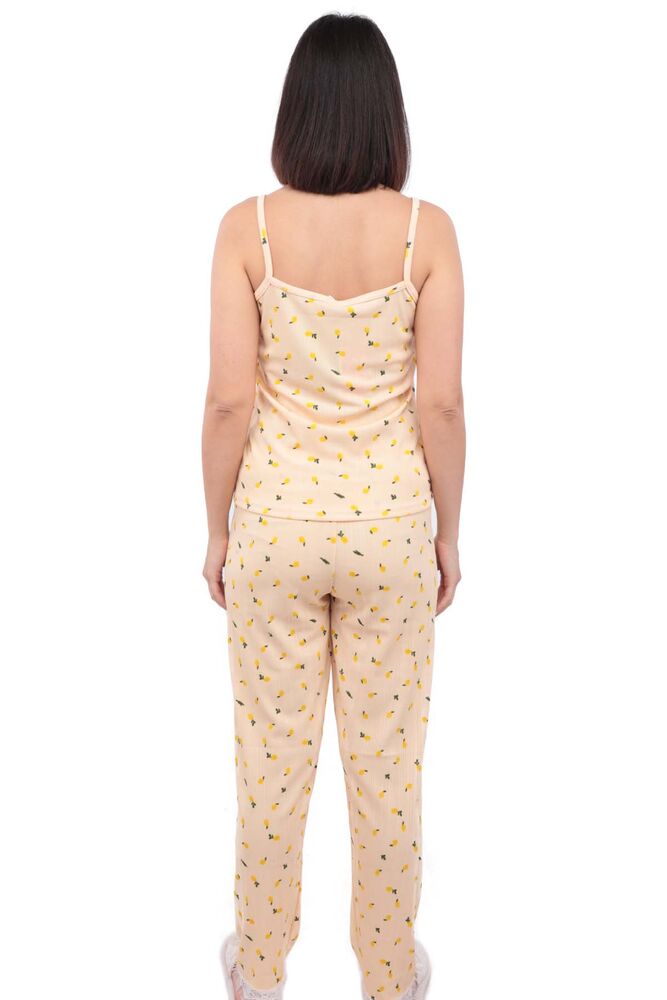 Arcan Limon Desenli İp Askılı Kadın Pijama Takımı 13 | Somon