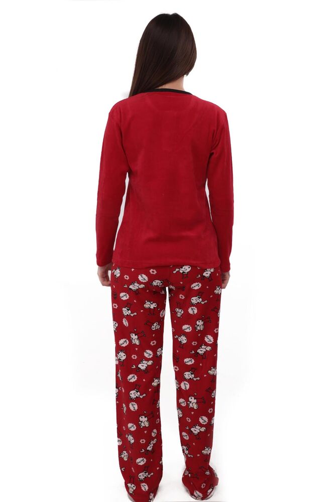 Fapi Boru Paçalı Desenli Kadife Pijama Takımı 3315 | Kırmızı