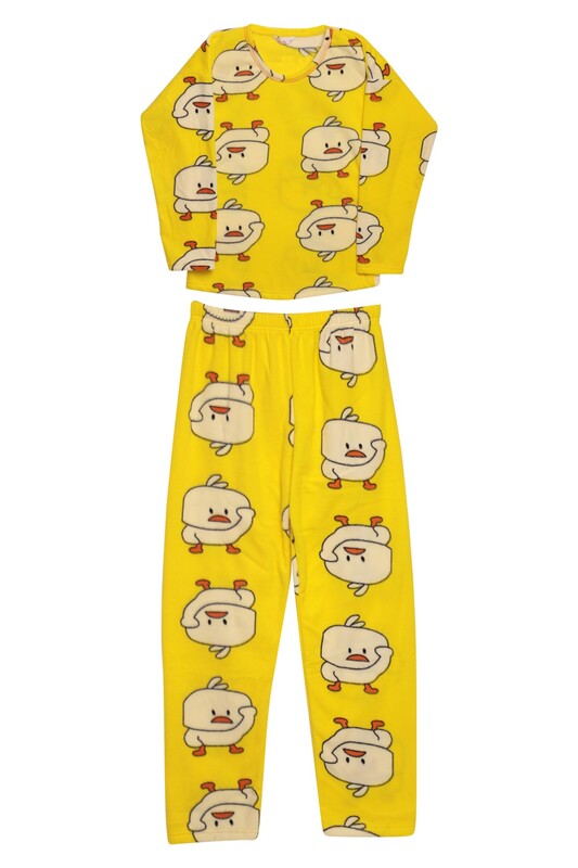 Kadın Polar Pijama Takımı 5005 | Sarı - Thumbnail