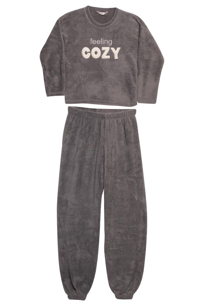 Kadın Peluş Pijama Takımı 5630-1 | Antrasit